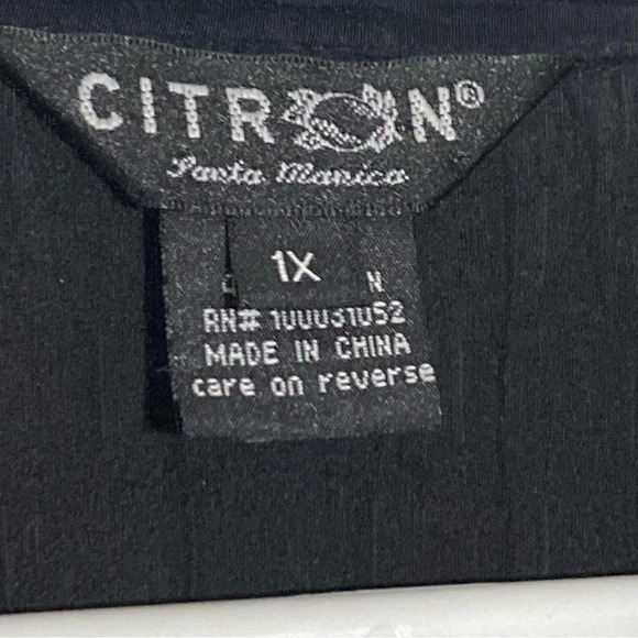 Citron Santa Monica Silk-Cotton  open front black crinkled goth grungy top 1X - Picture 5 of 9